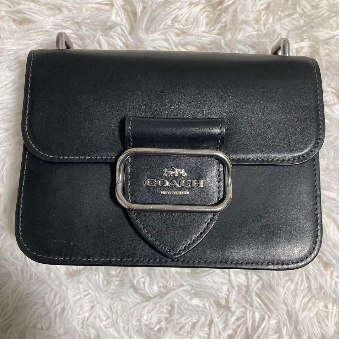 美品　現行 コーチ ショルダーバック　モーガン スクエア　黒　レザー　保存袋付