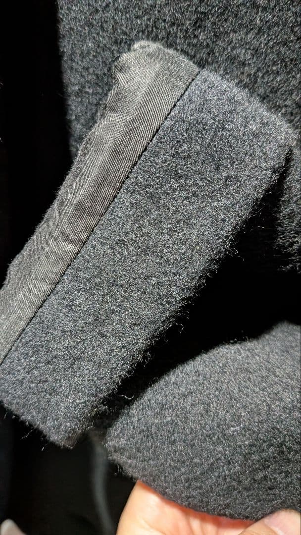 TRAVAIL MANUEL ソフトメルトンノーカラーコート黒美品