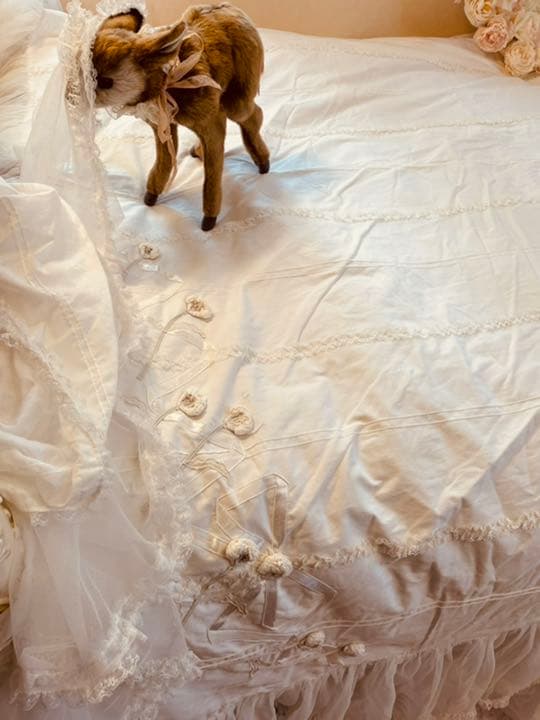 ❤️さえら★ヒスクローネ★お花モチーフフリル★ベッドカバー ★掛け布団カバー★姫系