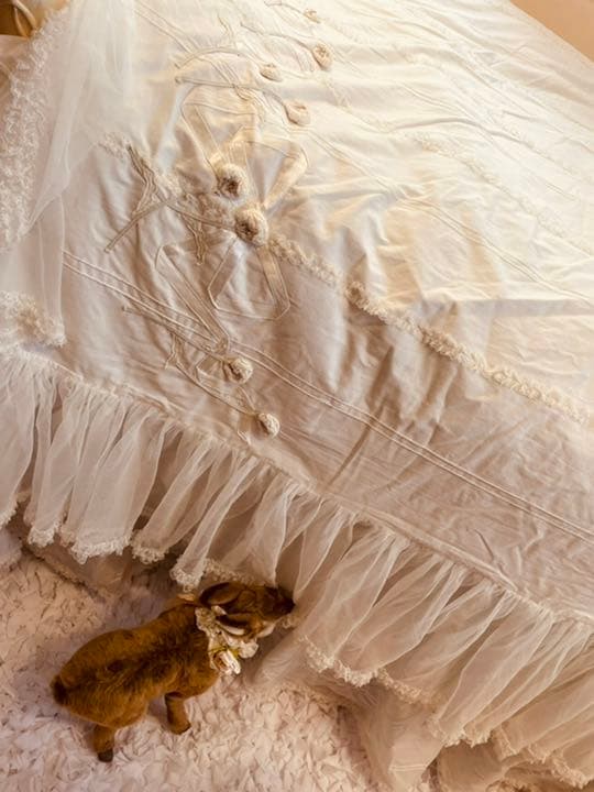 ❤️さえら★ヒスクローネ★お花モチーフフリル★ベッドカバー ★掛け布団カバー★姫系