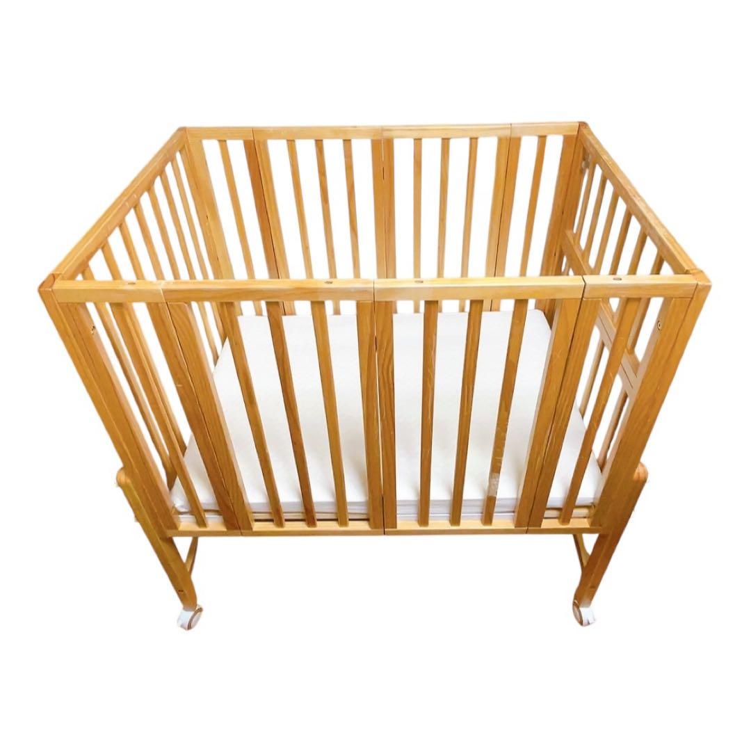 【ハル】　大和屋　パタンII 　折りたたみ　ミニ　ベビーベッド ナチュラル