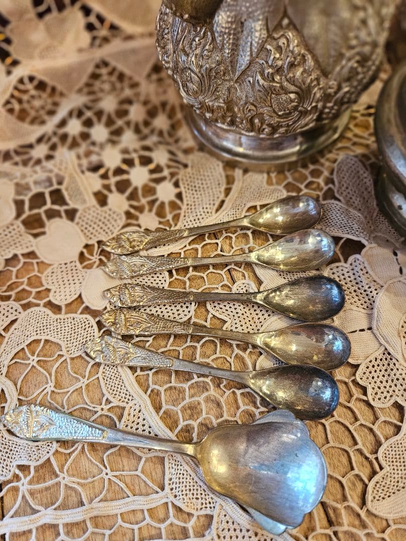 希少　フランスアンティーク風　銀製？　9点セット　シャビー　ブロカント