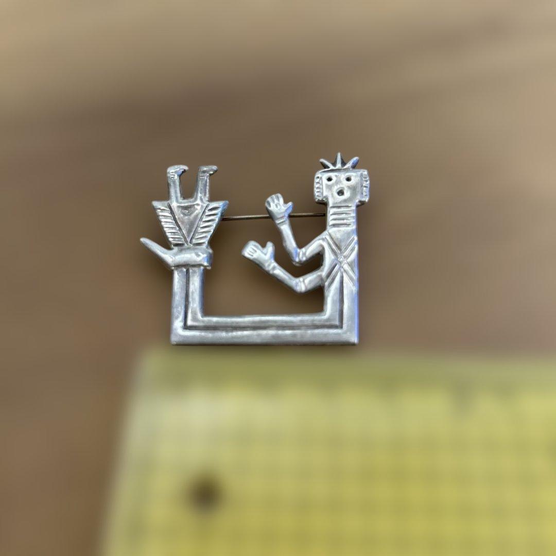 ヴィンテージ　ナバホ族　シルバー 　ピン ブローチ　ネイティブアメリカン