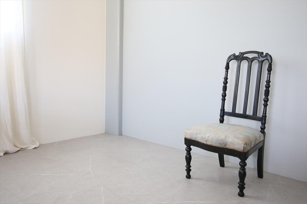 フランスアンティーク木製ナポレオンチェア/黒色ダイニングイス椅子(90-191)