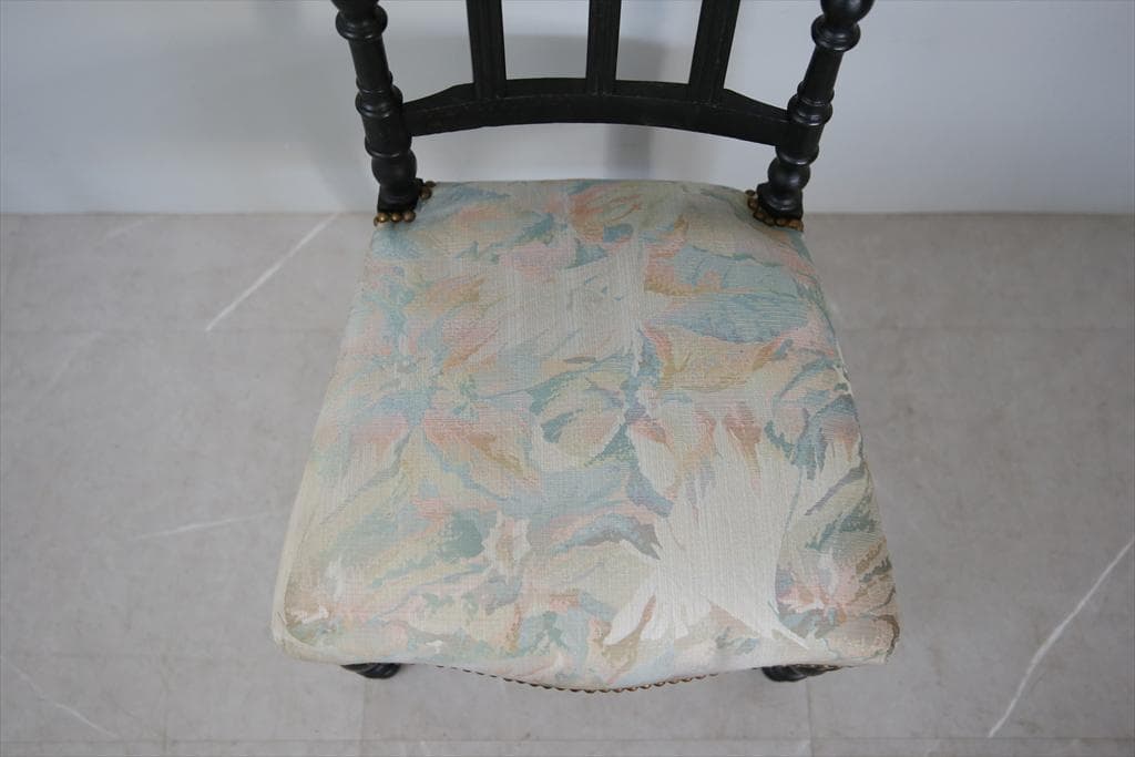 フランスアンティーク木製ナポレオンチェア/黒色ダイニングイス椅子(90-191)