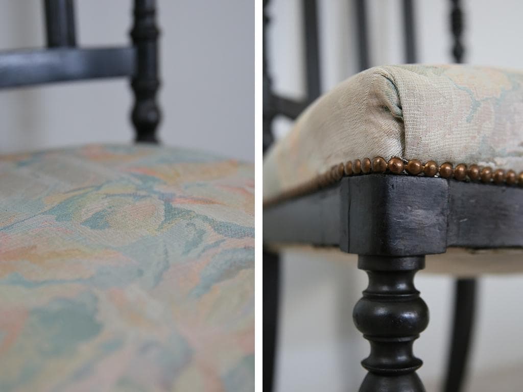 フランスアンティーク木製ナポレオンチェア/黒色ダイニングイス椅子(90-191)