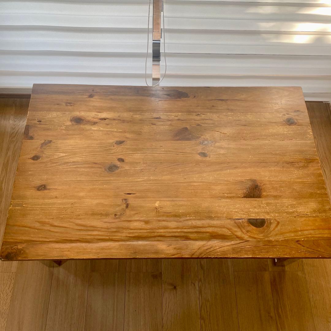天然木　木製×ステンレス　センターテーブル　ローテーブル　コーヒーテーブル