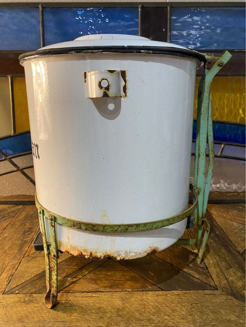 希少 ホーロー缶 ゴミ箱 ガーデン アンティーク ビンテージ 昭和レトロ 当時物