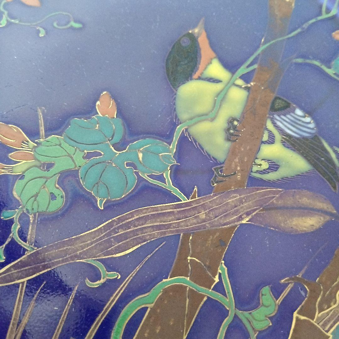 （希少）　明治伊万里　オールド香蘭社？　瑠璃花鳥菱形変形皿　　有田焼