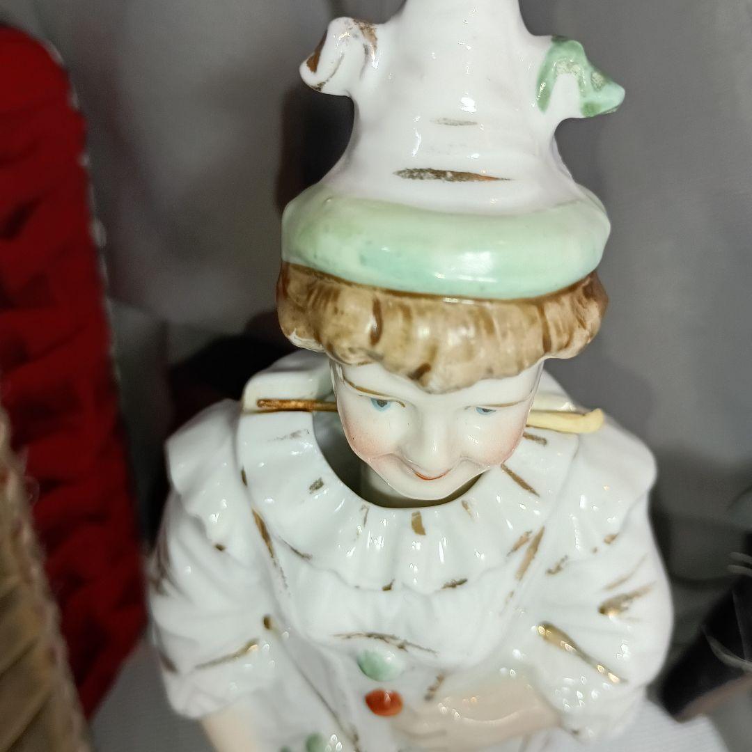 F3⭐アンティークドール　フィギュリン　ノッディングドール　ハーレクイン衣装⭐