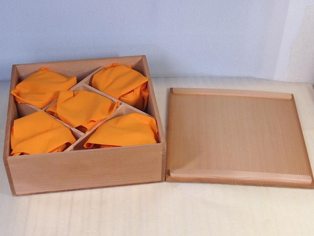 【美品】輪島塗 西久保田漆器店 朱塗 桔梗蒔絵 小吸物椀 5客 瓢型 漆器/食器