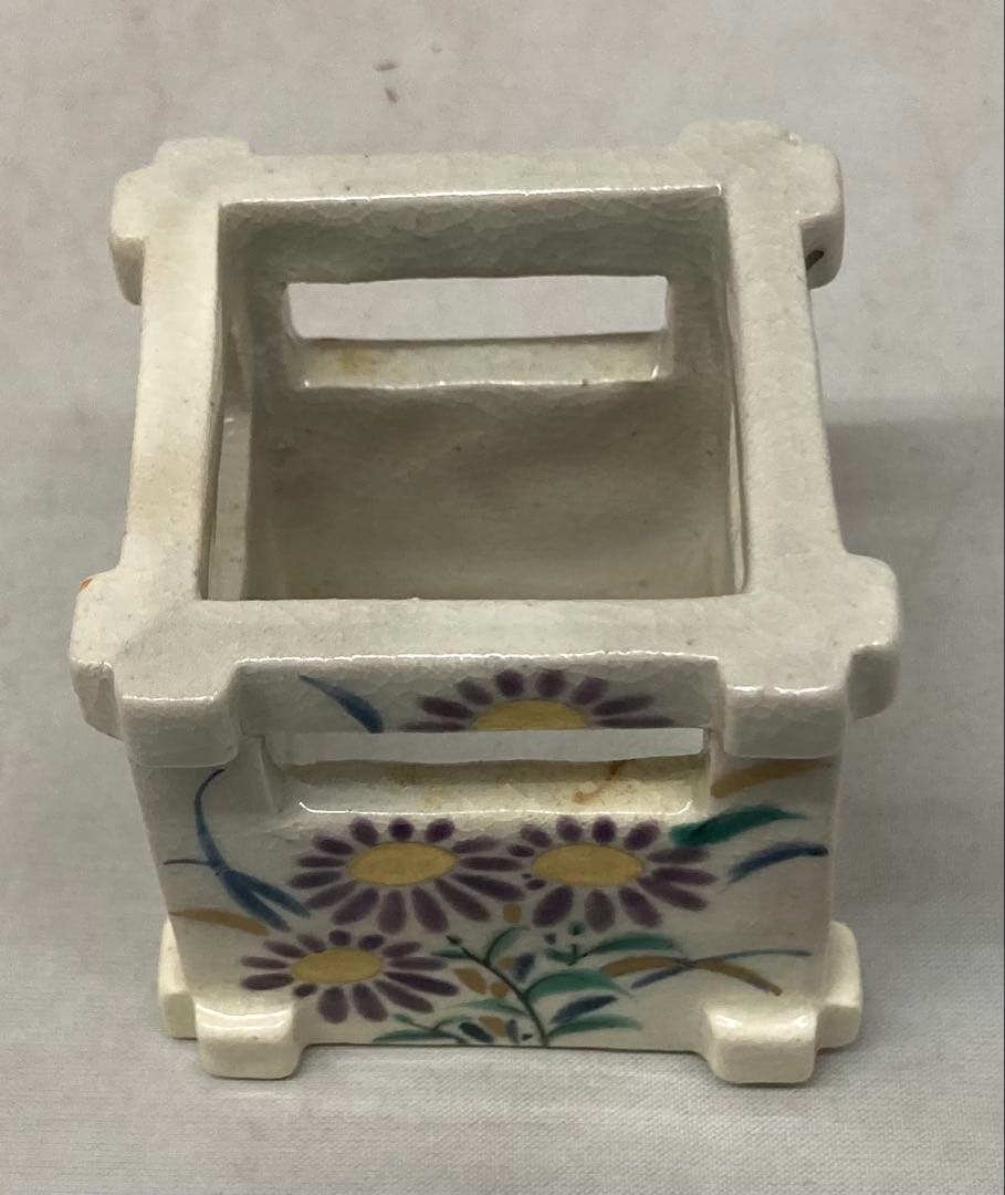 B534b「秋草図 井戸蓋置」宮川香雲作　竜谷　共布共箱