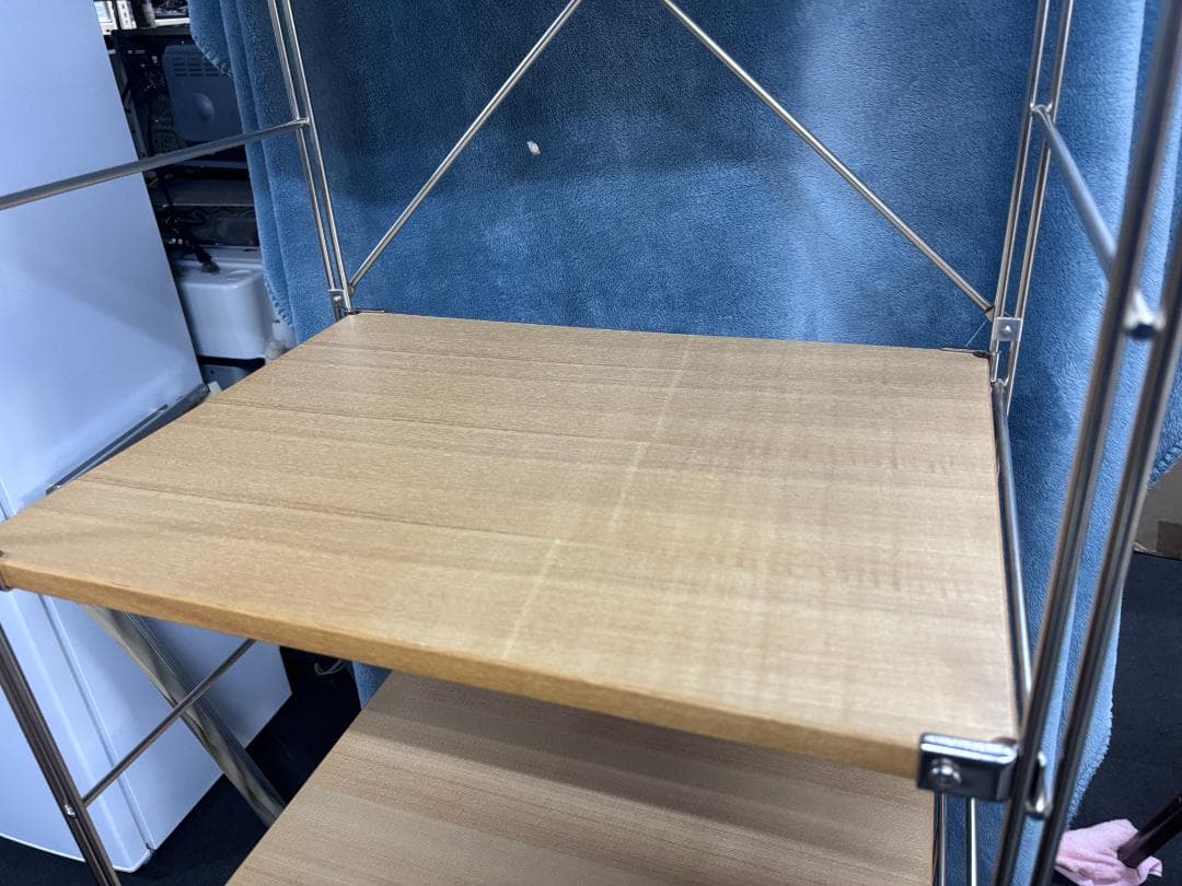 【中古】無印良品　ステンレスユニットシェルフ　オーク材棚セット