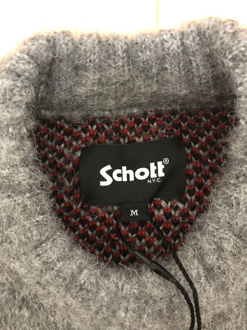 未使用タグ付！Schott（ショット）シャギーニット オリジナルハート／セーター