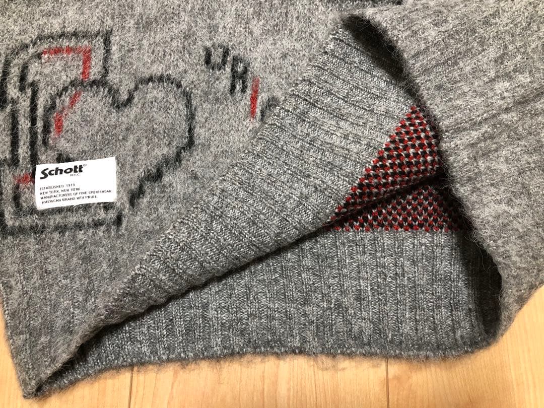 未使用タグ付！Schott（ショット）シャギーニット オリジナルハート／セーター