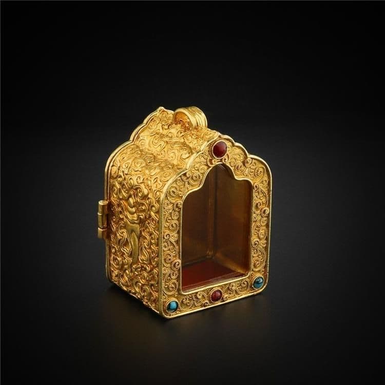 銅 細工 小さな仏壇 工芸品 美術品 置物