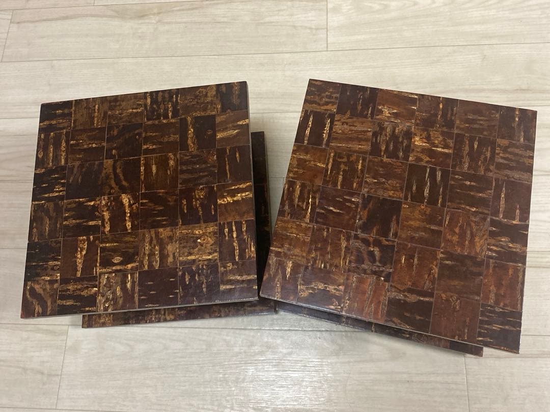 樺細工　ミニテーブル　市松模様　花台　日本伝統工芸　秋田角館