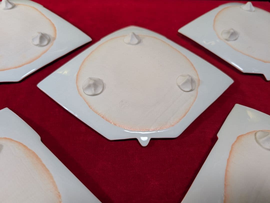 京焼　清水焼　盛皿　向付　 懐石 　脚付　折鶴　共箱入 禎山窯　川尻一寛