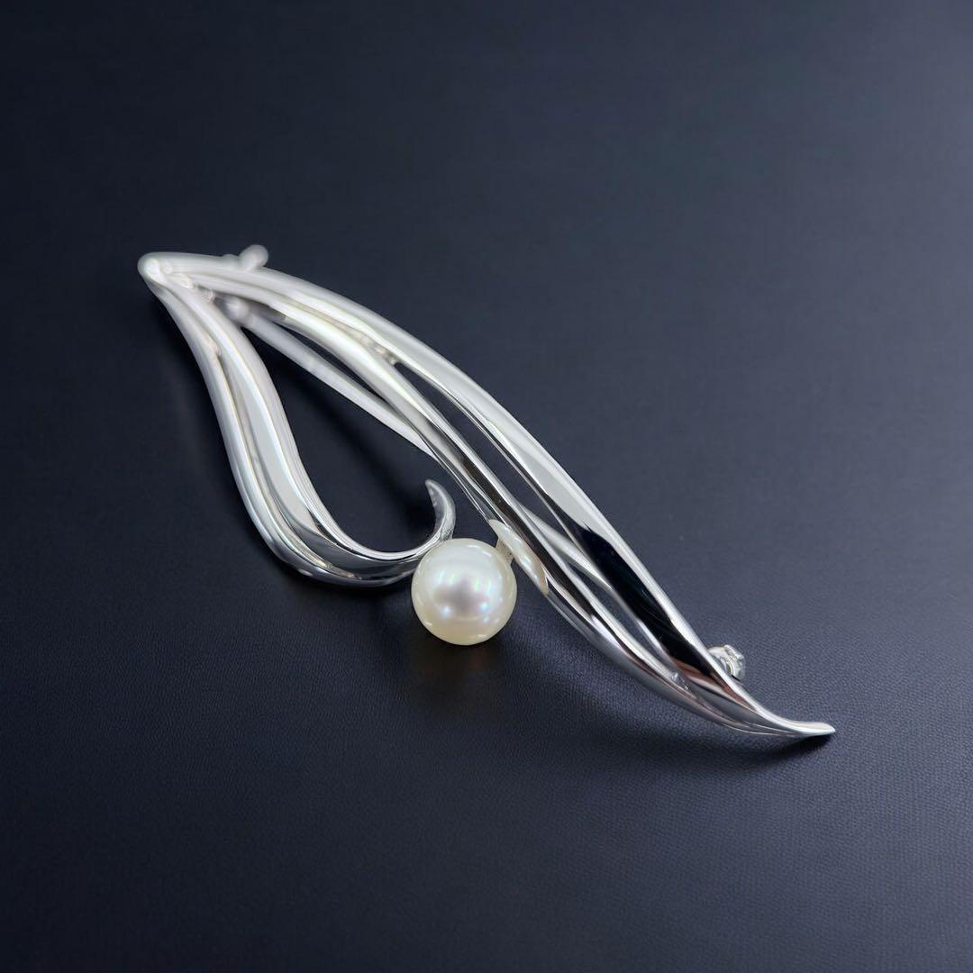 【極上】ミキモト　アコヤ　本真珠　パール　ブローチ　コサージュ　シルバー
