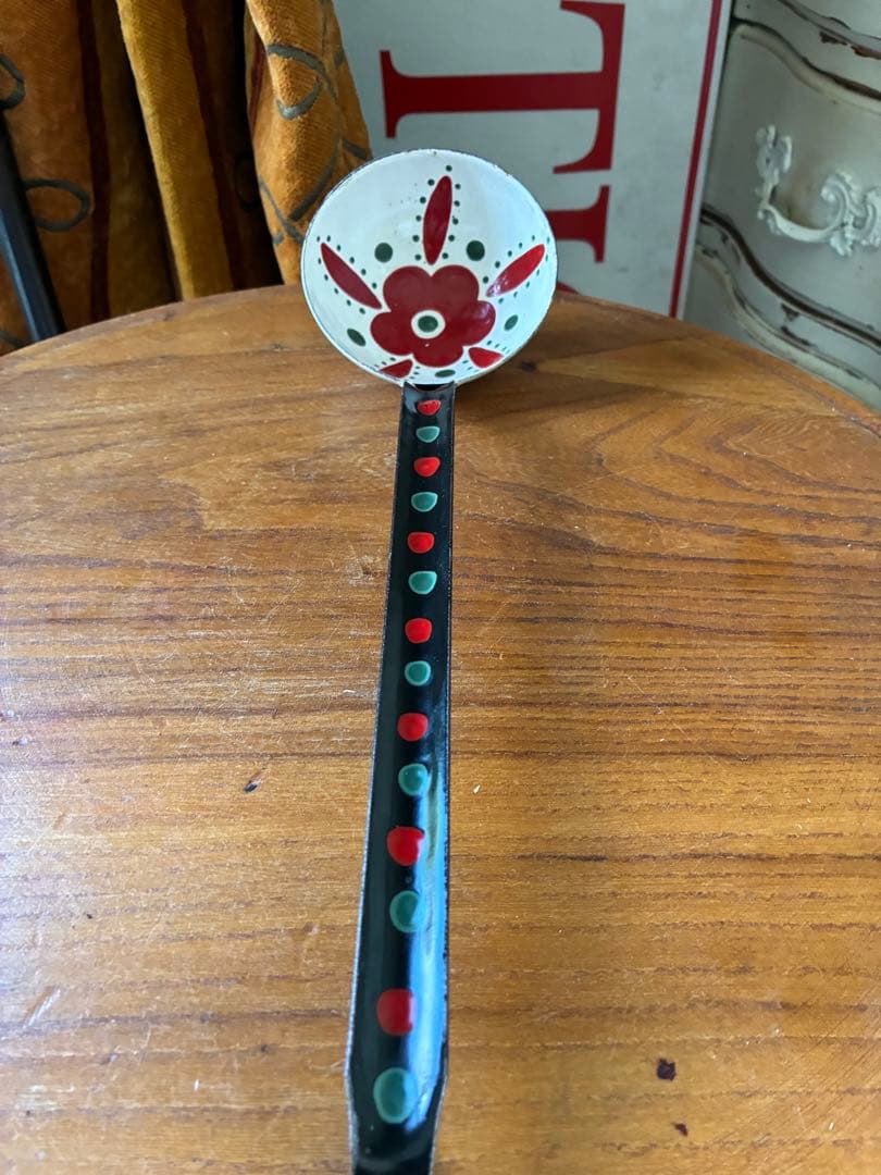 りりららアンティーク　手書き　ホーロー　レードル　お玉　オタマ　超レア