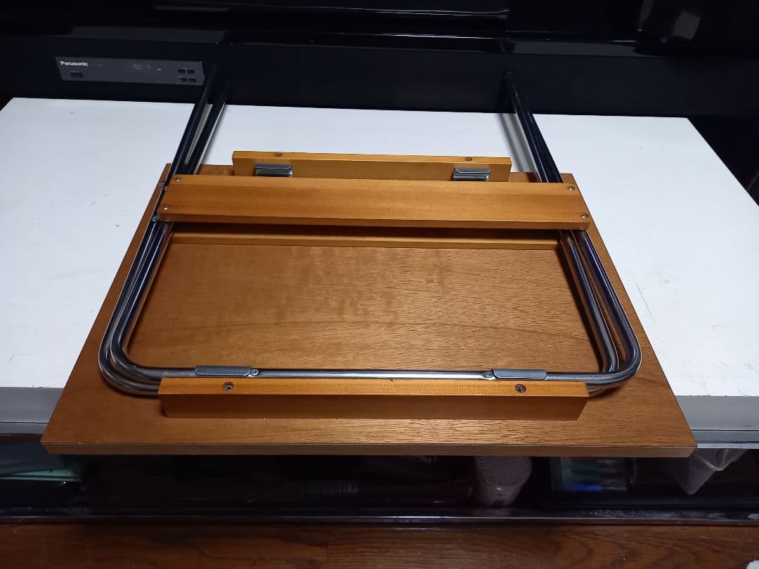 1980's　ミッドセンチュリー　モダン　メタル　ウッド　折り畳み式　テーブル