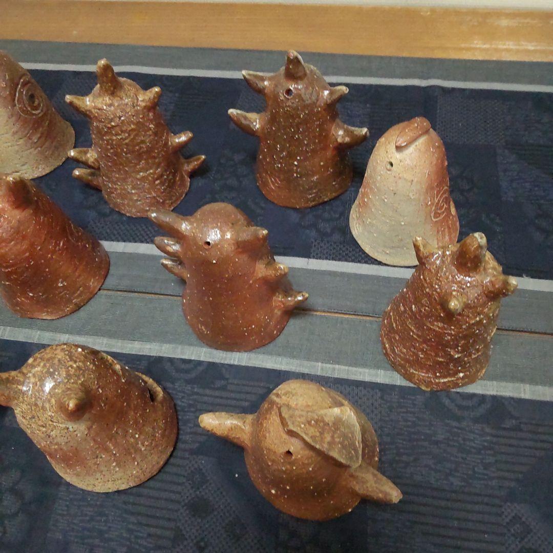 面白い 明かりカバー 11ケ 備前焼