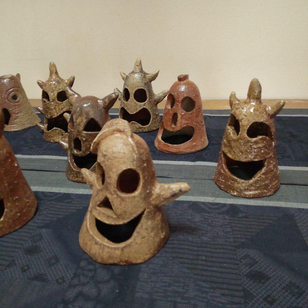 面白い 明かりカバー 11ケ 備前焼