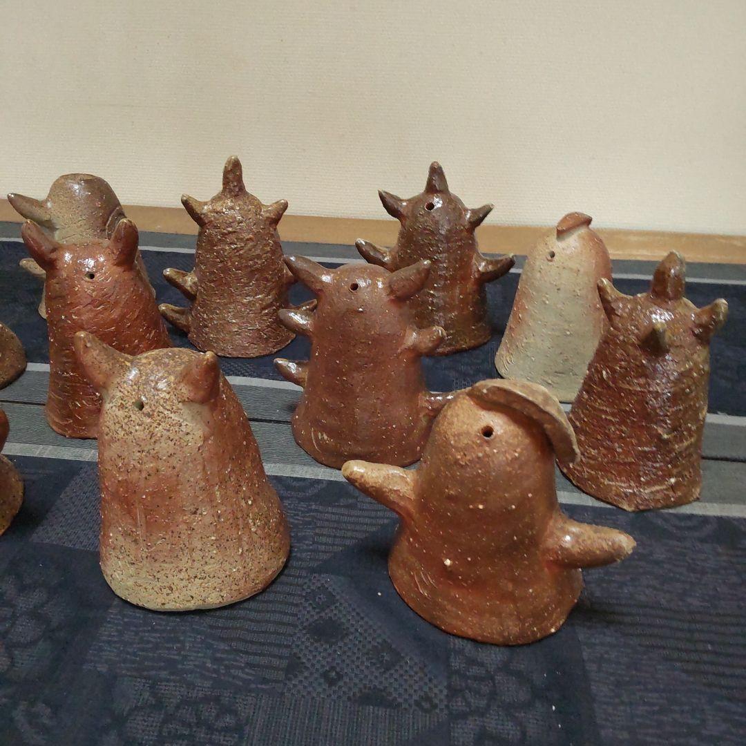 面白い 明かりカバー 11ケ 備前焼