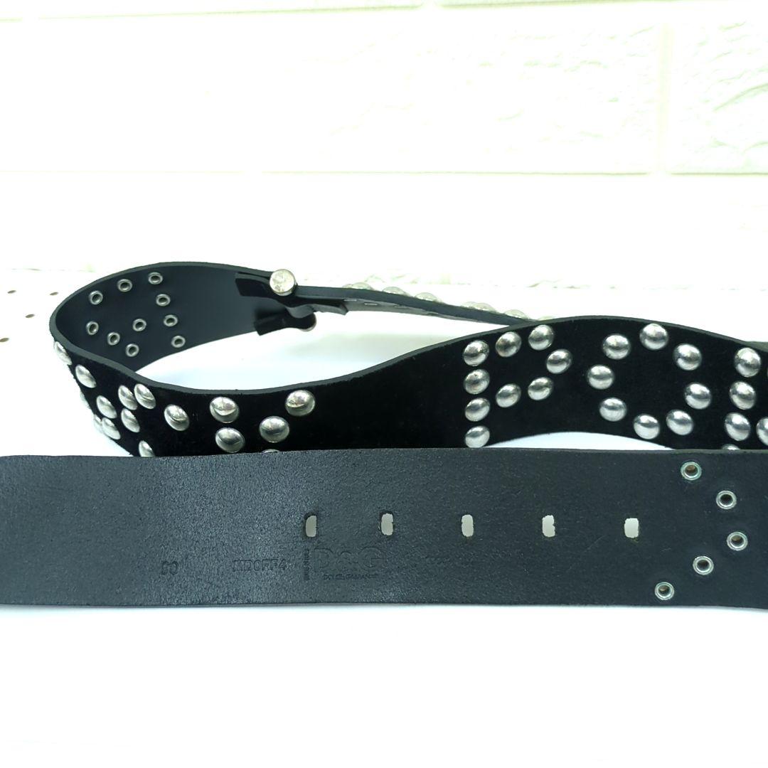 ドルチェ&ガッバーナ D&G スタッズ レザーベルト ブラック イタリア製