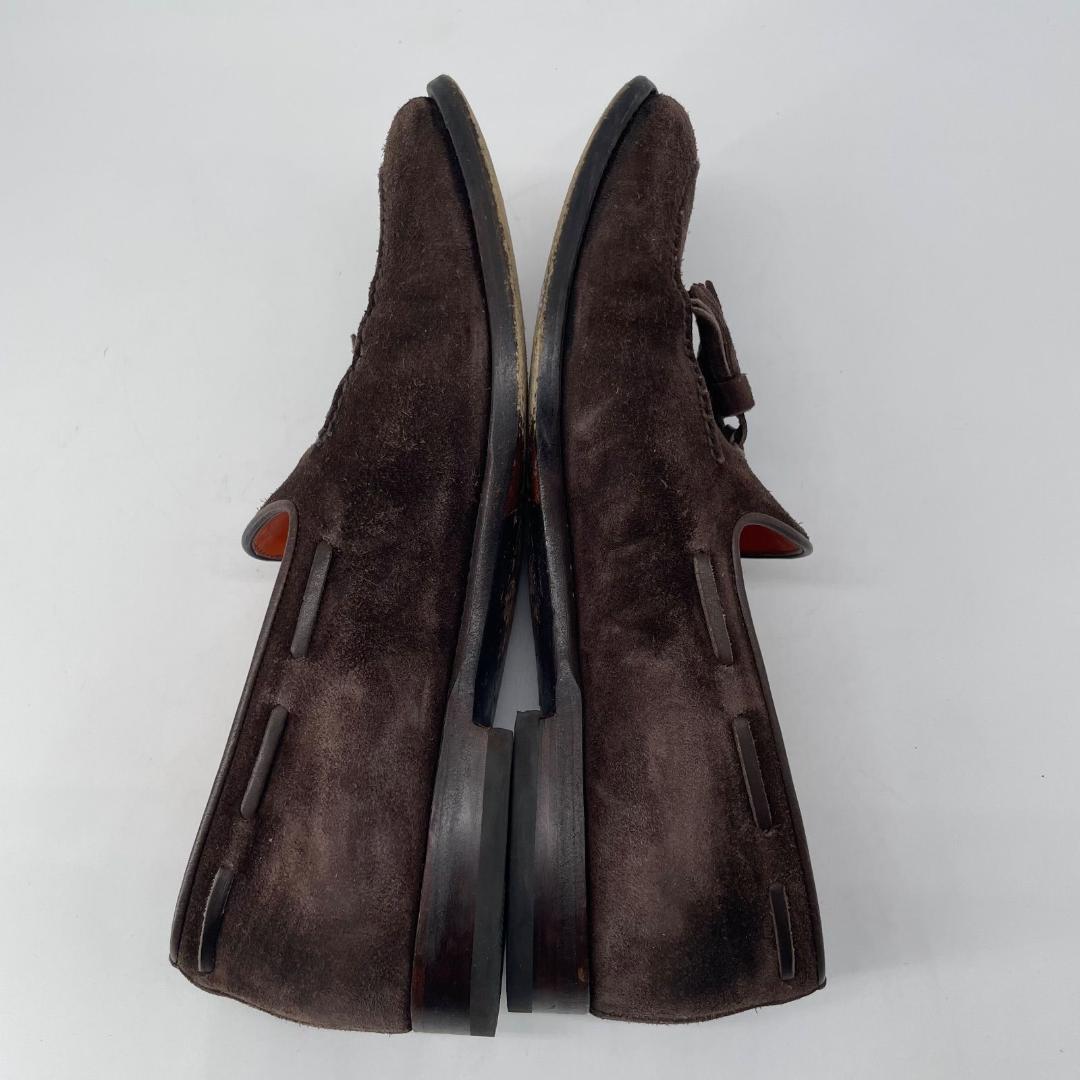 16072✨良品✨サントーニ スエード タッセルローファー 6 1/2 ブラウン