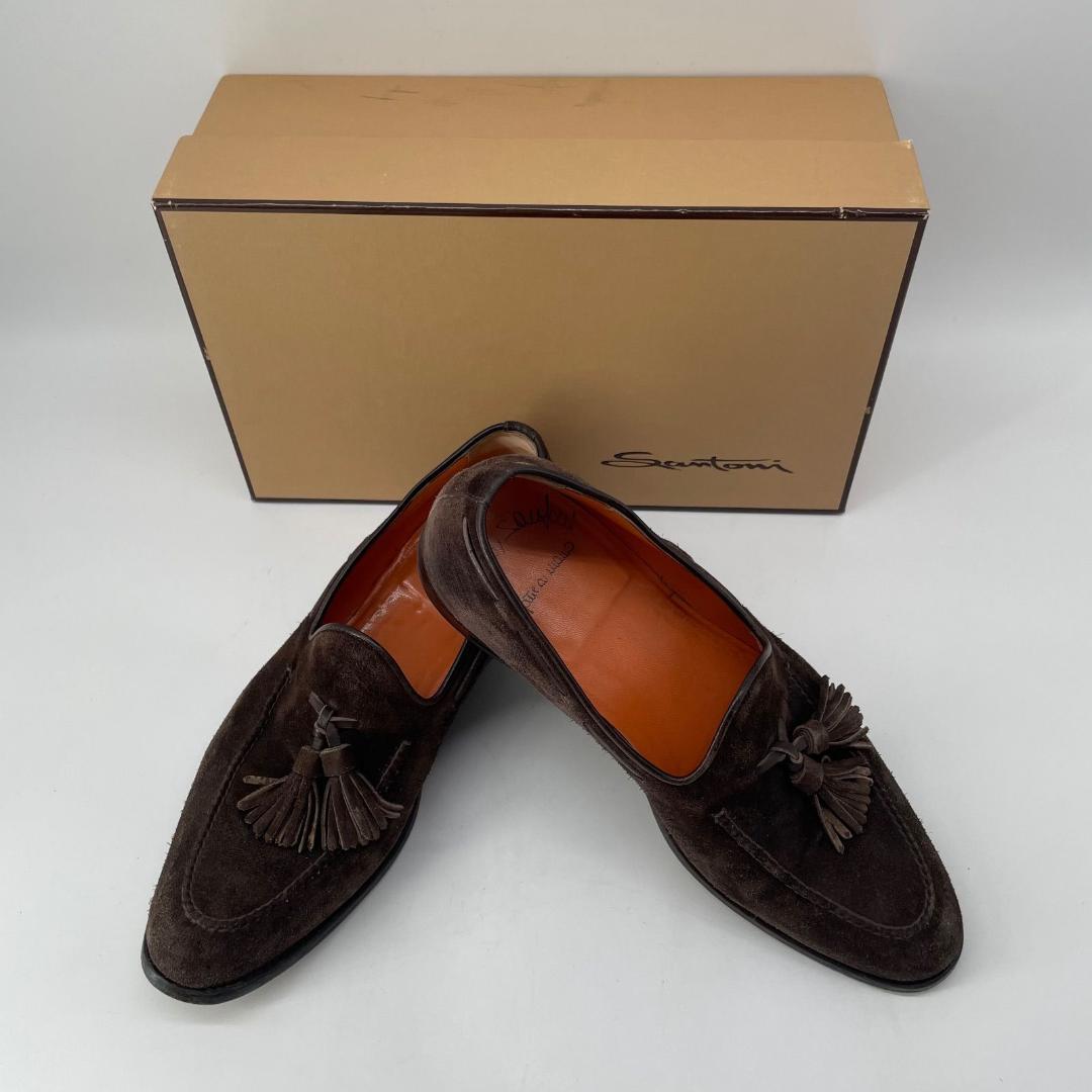 16072✨良品✨サントーニ スエード タッセルローファー 6 1/2 ブラウン