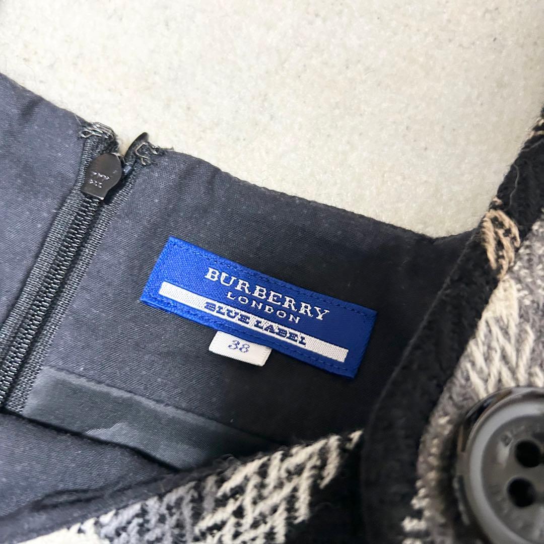 美品　バーバリーブルーレーベル　ノバチェック　ウールワンピース　ノースリーブ