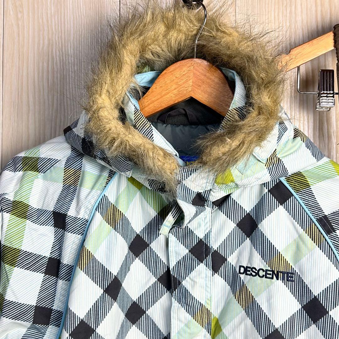 【スキーウェア】DESCENTE スノーボードウェア 160cm チェック柄