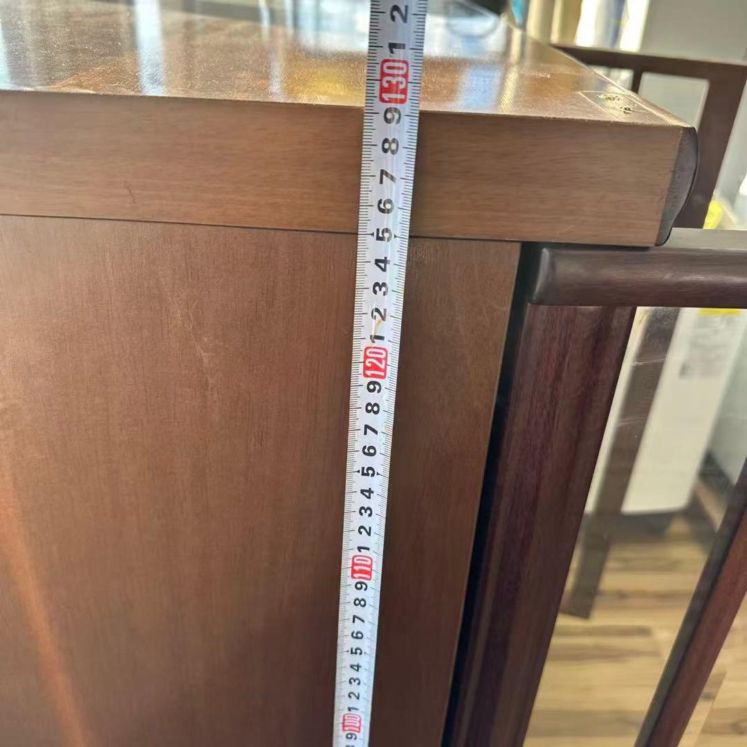 ダークブラウン 木製 キャビネット ガラス扉付き