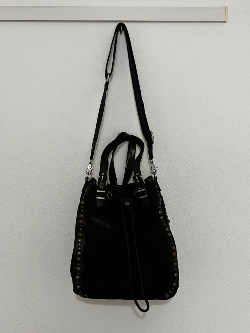 DIESEL スタッズ付き黒トート+ショルダー 2wayバッグ