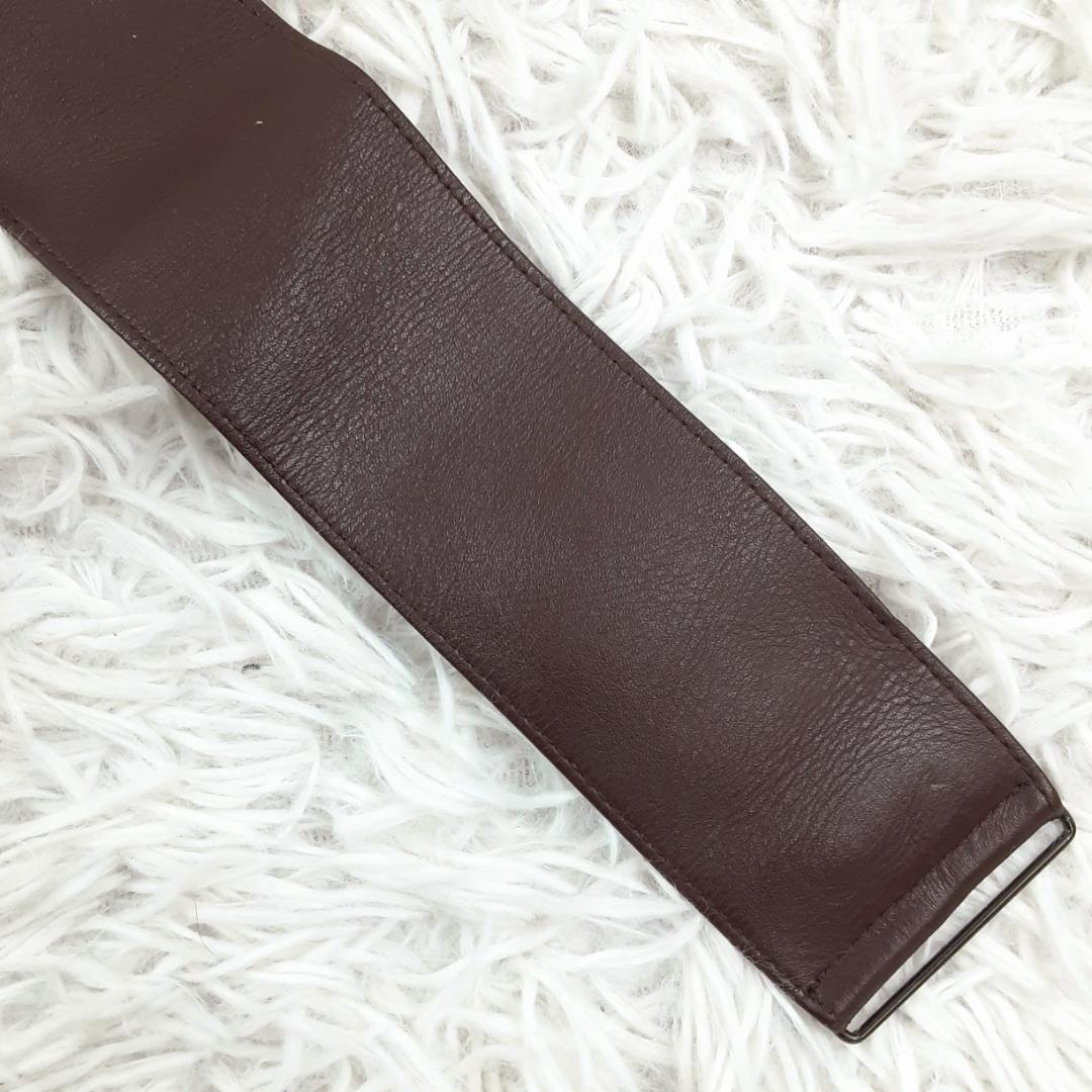 美品◎イヴサンローラン YSLロゴ ベルト ブラウン 本革 90s ヴィンテージ