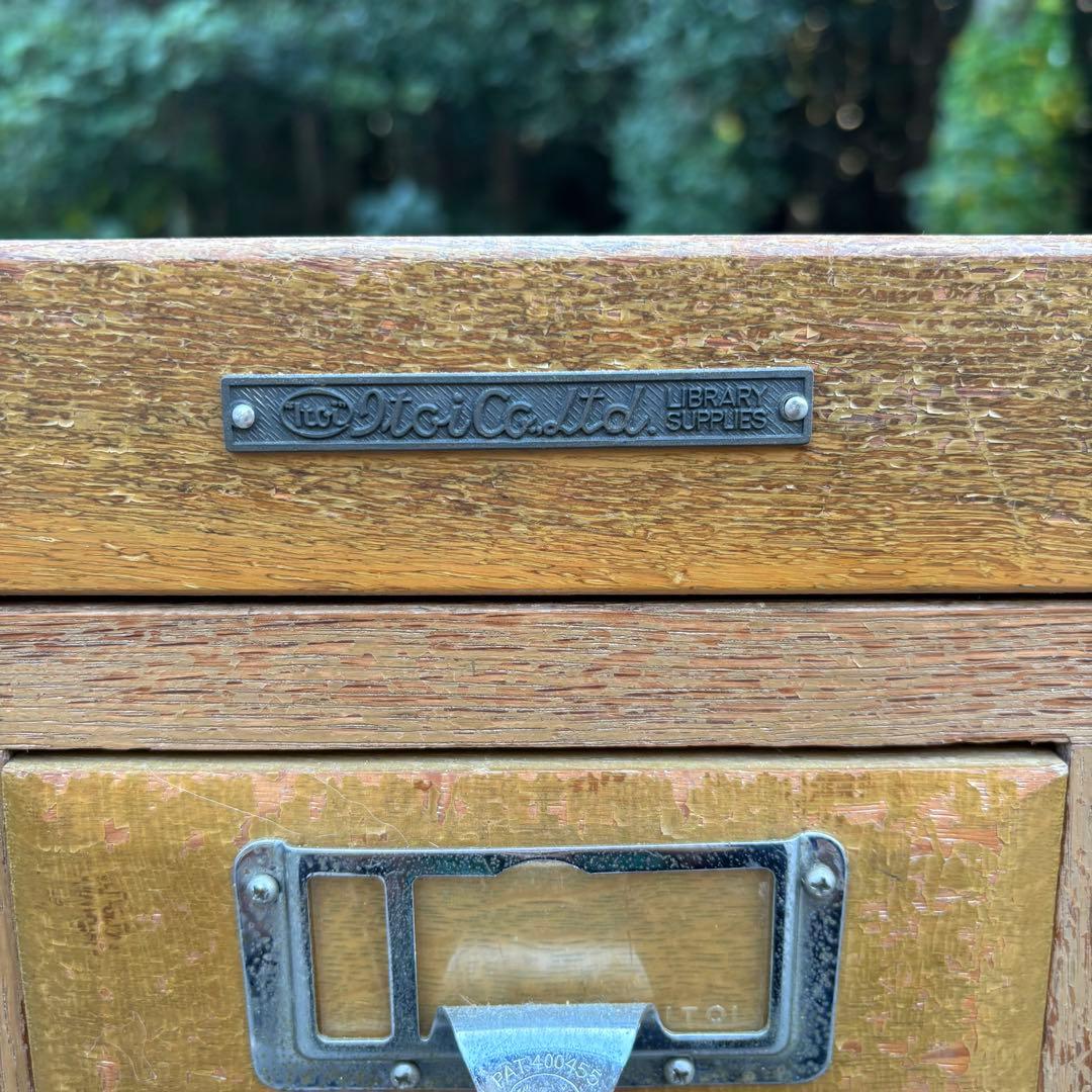 昭和レトロ　伊藤伊　積重型カード容器　30引出し　図書館　収納棚　カードケース