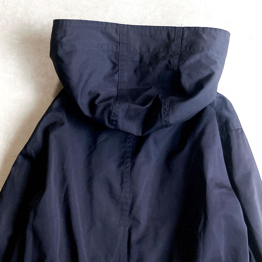 希少 イレーヴ コットンシルクモッズコート 紺 フードロングブルゾン 軽アウター