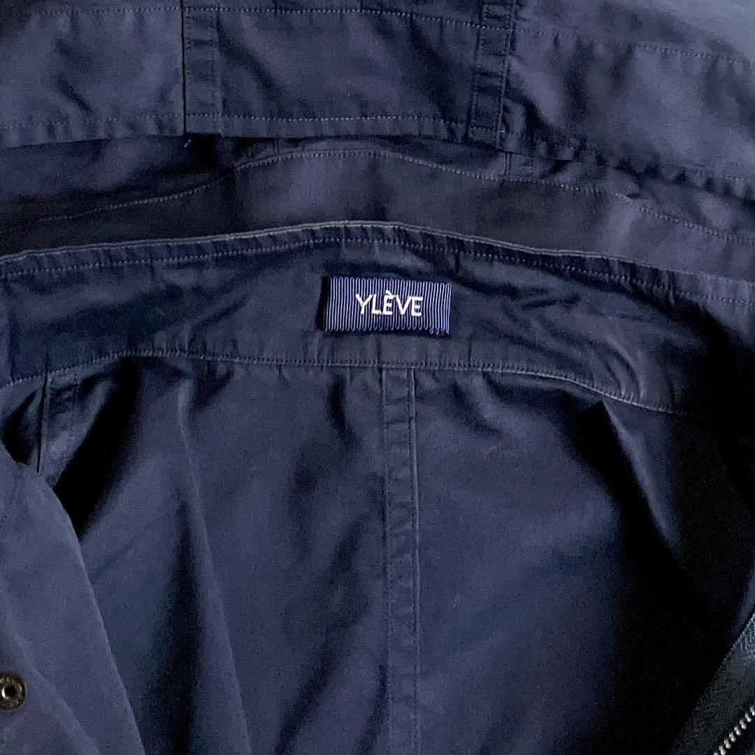 希少 イレーヴ コットンシルクモッズコート 紺 フードロングブルゾン 軽アウター