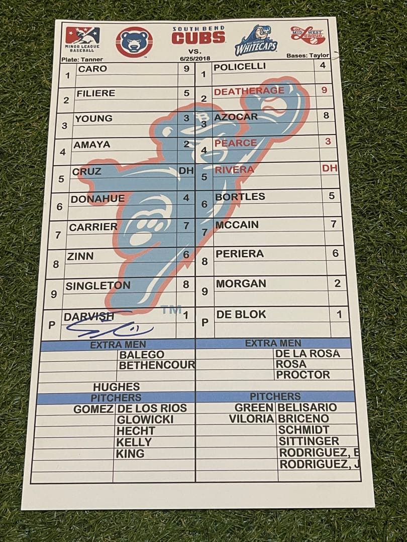 実使用　ダルビッシュ有　直筆サイン入り　マイナーリーグ　ラインナップカード