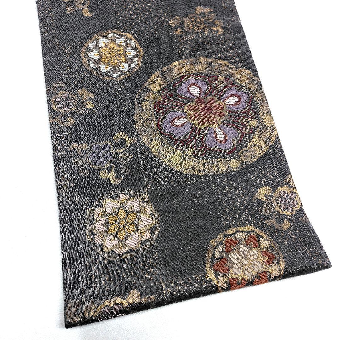 専用帯4602 ●米田織物謹製 高級 正絹 焼箔紬 六通 袋帯 縫調華文