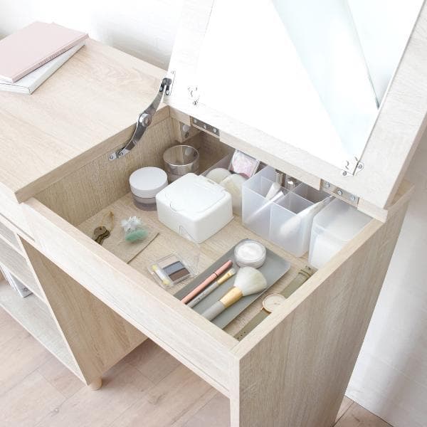 【オークナチュラル】自由に配置！たっぷり収納のお洒落ドレッサー