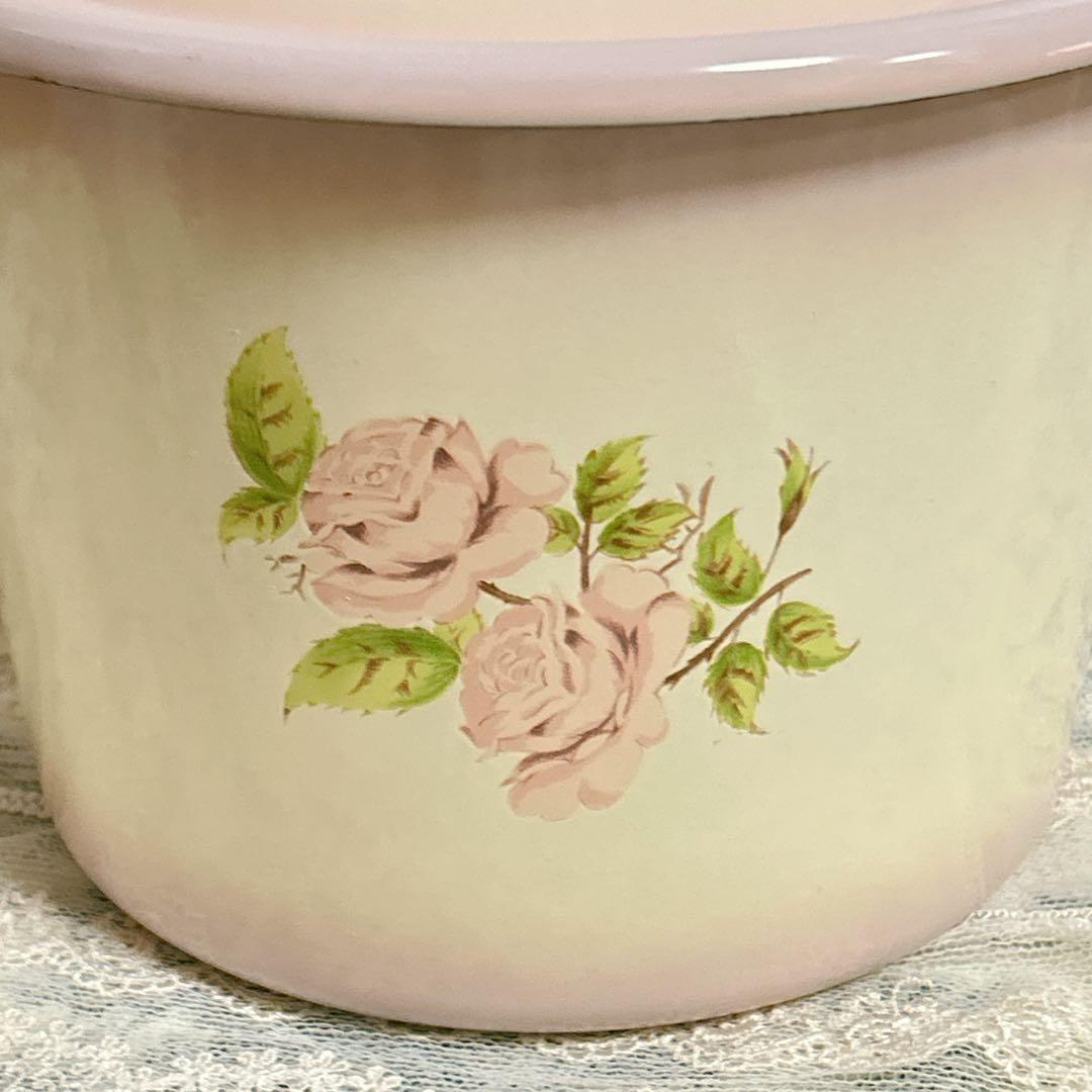 イマン ダイアナローズ蓋付ミニバケツ imane ホーロー薔薇雑貨ローズ マニー