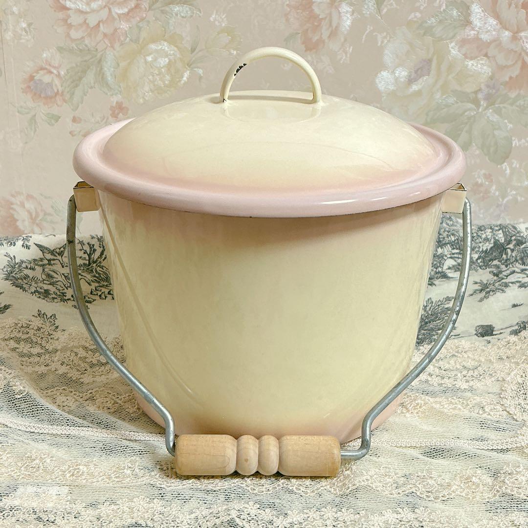 イマン ダイアナローズ蓋付ミニバケツ imane ホーロー薔薇雑貨ローズ マニー