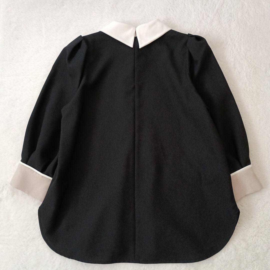 TIARA ティアラ 襟付きブラウス ブラック×ホワイト 上品 きれいめ タグ付