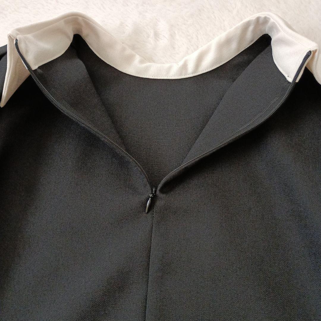 TIARA ティアラ 襟付きブラウス ブラック×ホワイト 上品 きれいめ タグ付