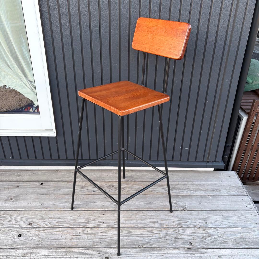 北欧レトロ 木製×アイアン ハイチェア カウンターチェア インダストリアル