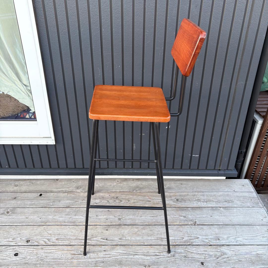 北欧レトロ 木製×アイアン ハイチェア カウンターチェア インダストリアル