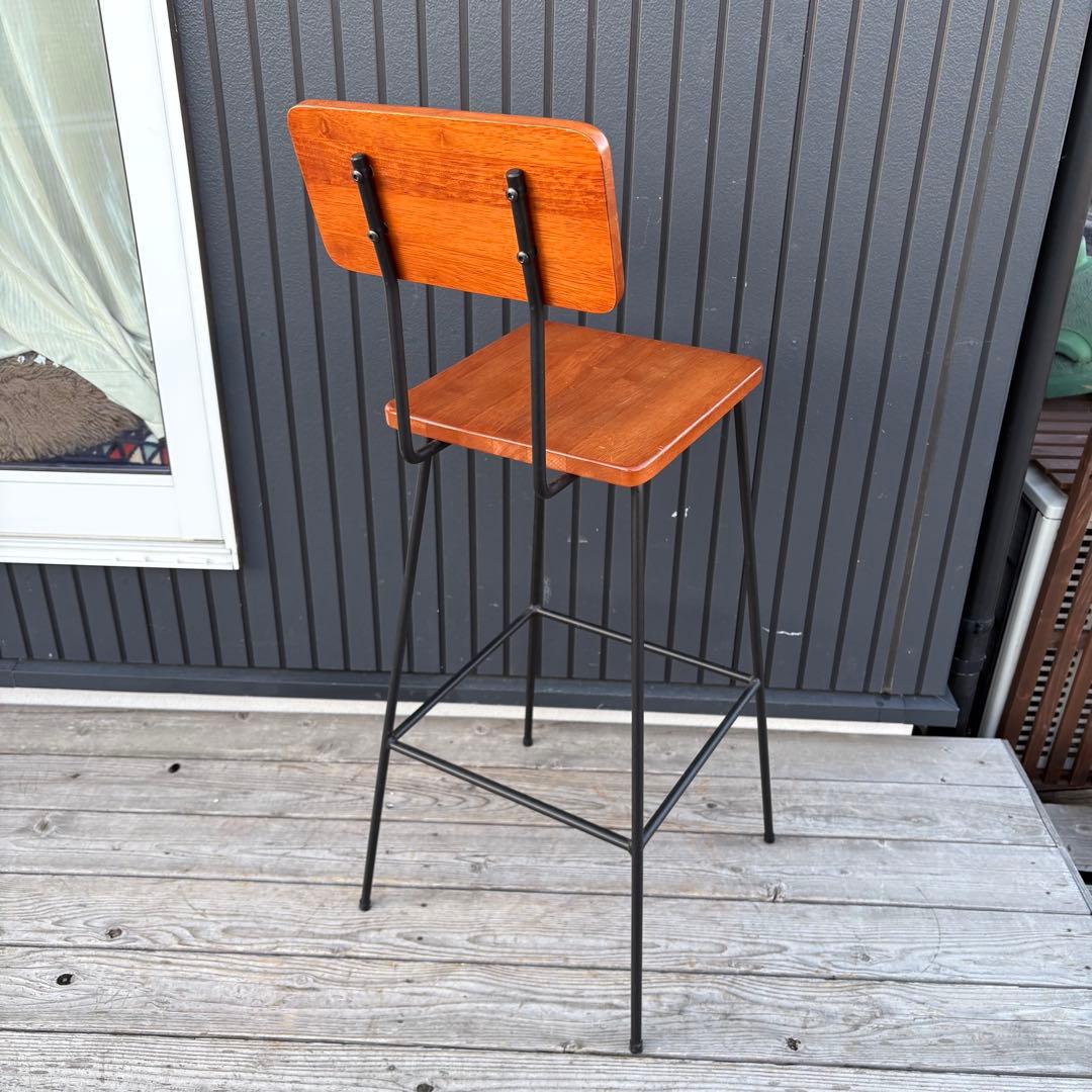 北欧レトロ 木製×アイアン ハイチェア カウンターチェア インダストリアル