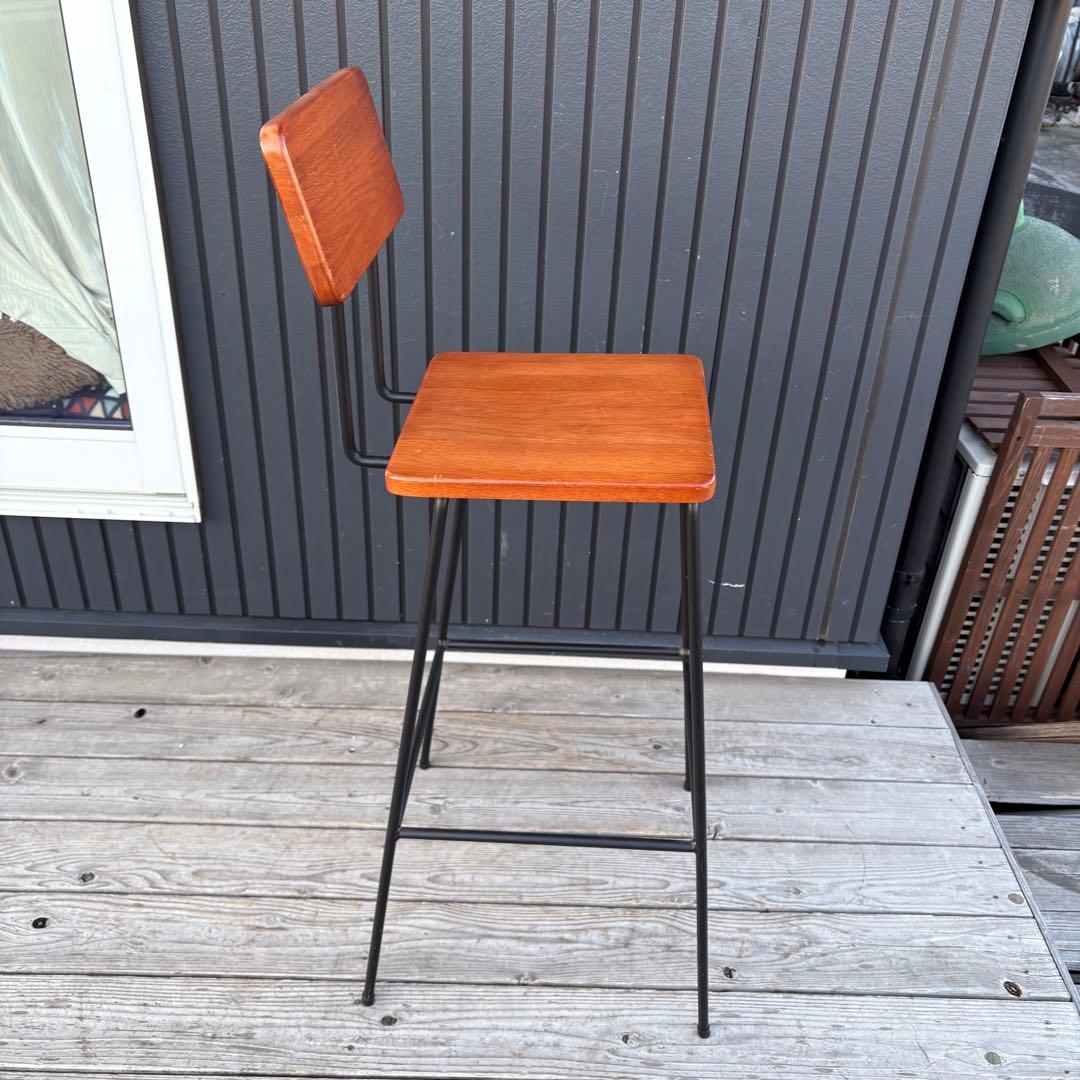 北欧レトロ 木製×アイアン ハイチェア カウンターチェア インダストリアル